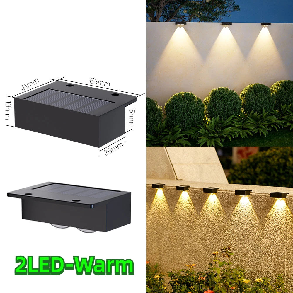 applique murale solaire moderne led noire ip65 extérieure jardin clôture