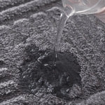 tapis bain moderne gris noir rayures horizontales doux moelleux