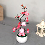 plantes artificielles branche fleurs rouge rose blanc simple feuilles pot blanc