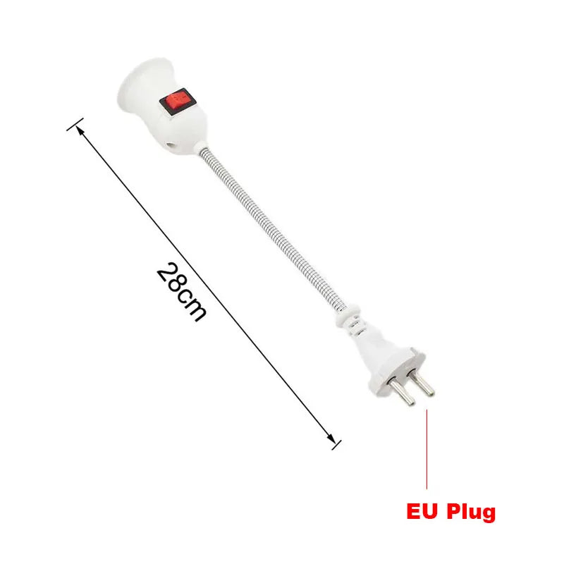 lampe flexible blanc moderne interrupteur rouge socle E27 prise UE 110V 220V LED adaptable