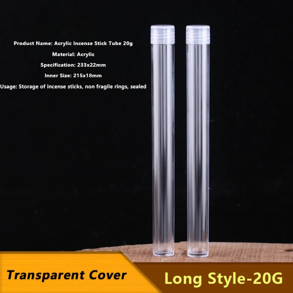tube encens acrylique transparent hermétique couvercle détachable moderne rangement portable respectueux environnement