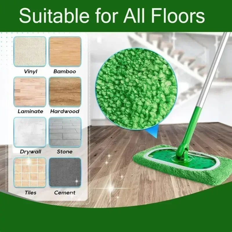 tampon microfibre vert doux absorbant clip pratique nettoyage sol meubles humidification écologique rechargeable