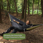 hamac extérieur adulte vert olive noir moderne moustiquaire sac rangement cordon suspension tiges support