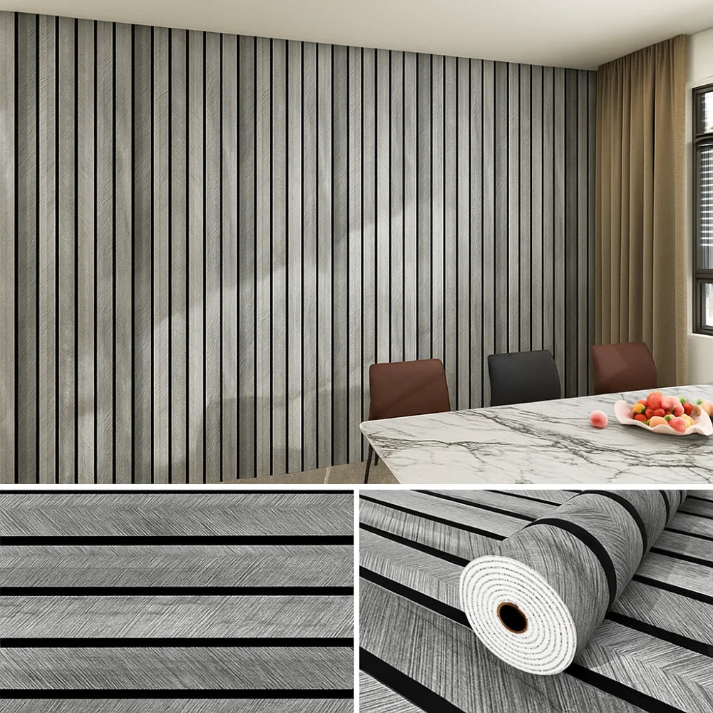 papier peint autoadhésif moderne rayures horizontales beige noir 40cm large 10m rouleau
