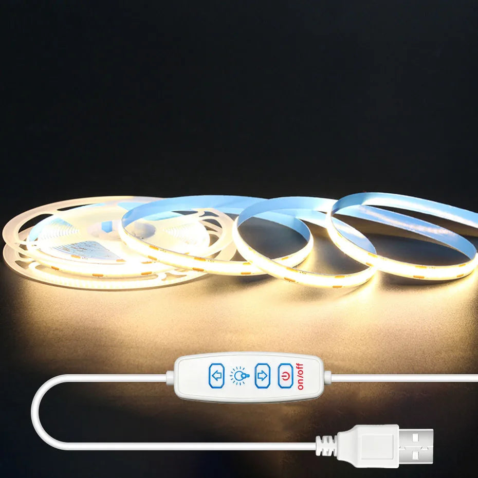 ruban led blanc 320 leds mètre adhésif flexible contrôleur boutons usb