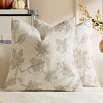 taie d'oreiller jacquard brodé feuille d'érable orange beige maison décoration halloween thanksgiving moderne sans