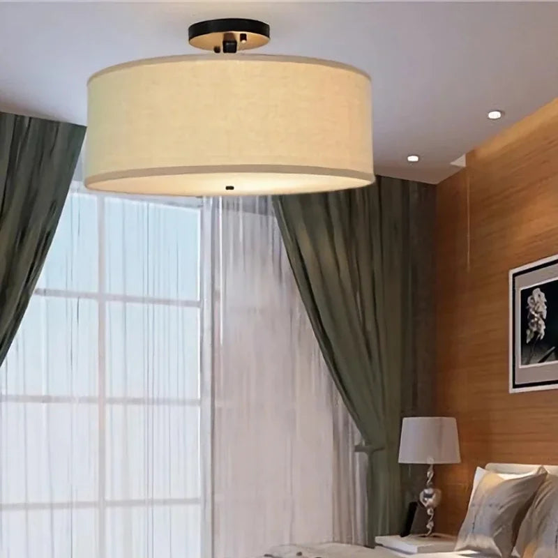 lampe suspendue tissu moderne beige noir 30cm 40cm 50cm opaque chambre restaurant
