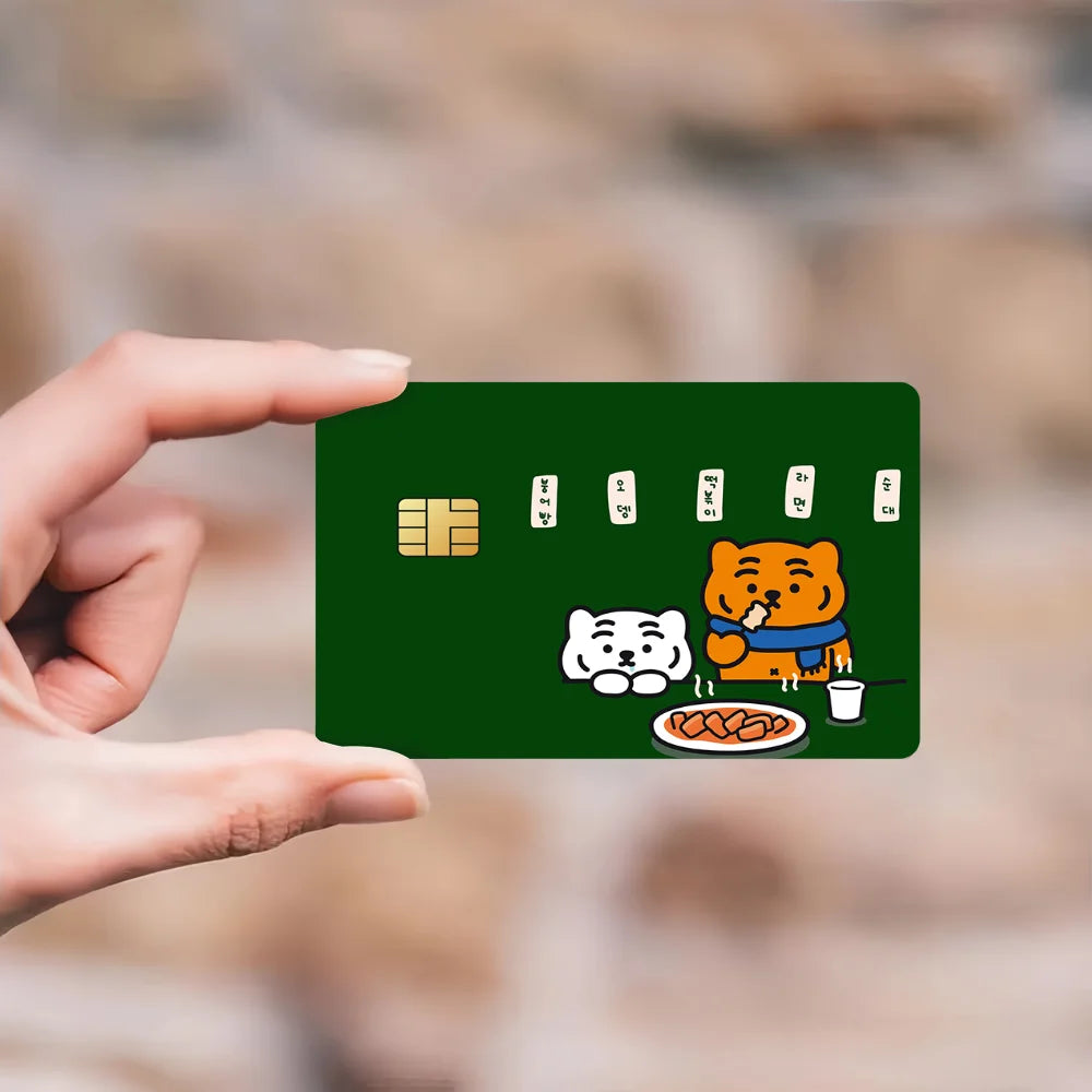 carte crédit imperméable ours motif minimaliste adhésif noir orange simple