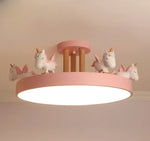 lampe moderne licorne rose blanche bleue chambre enfant coiffes fleurs