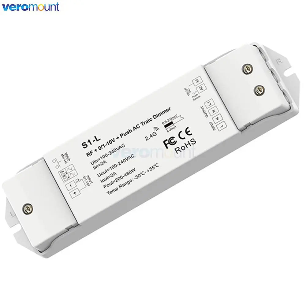 interrupteur lumière blanc moderne variateur rf push triac dimmer ac phase cut 240w pwm