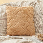 taies d'oreiller modernes douces tissage losanges rose clair gris beige opaques