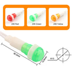 signal indicateur led rouge vert jaune 12v 220v 380v moderne câble blanc 10mm translucent