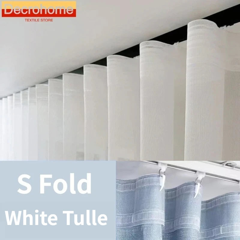 rideaux blancs plis tulles modernes translucides salon chambre coucher haute qualité