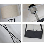 lampe sol moderne abat jour tissé structure géométrique noir doré led minimaliste