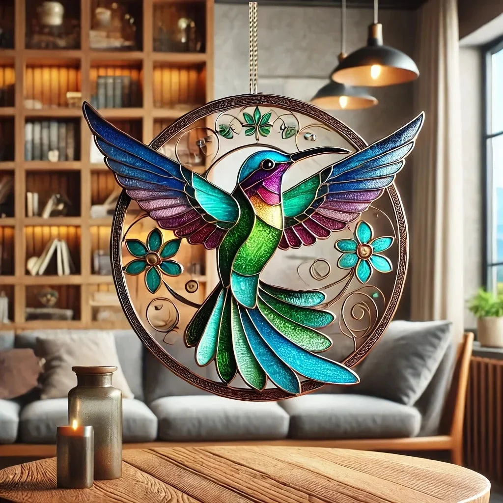 colibri suspendu mosaïque artisanale couleurs vives intérieur décoration ornement maison chambre