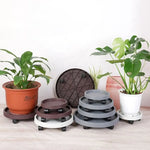plateau roulettes 360° marron gris blanc moderne pot fleurs rotationnelle