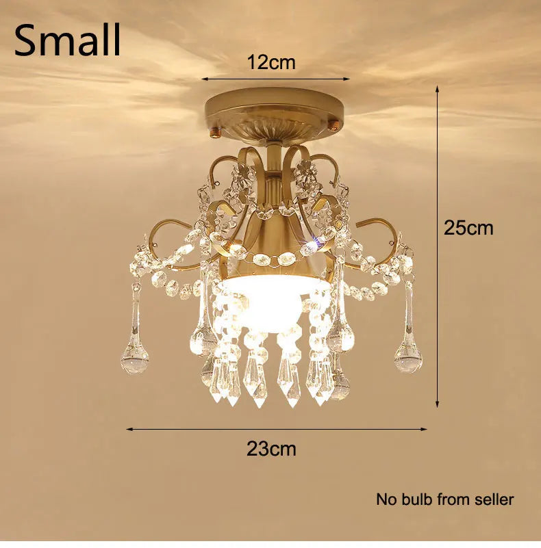 lampe dorée cristaux transparents classique salon chambre coucher moderne