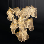 suspension lumineuse contemporaine dorée organique ondulée chaînes suspendues flux lumineux élevé certification rohs ul