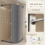 rideau douche pliable moderne beige clair rayures verticales opacité aimants