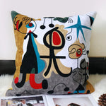 taies d'oreiller multicolores brodées motif abstrait moderne coussin décoratif carré linge coton 45x45cm