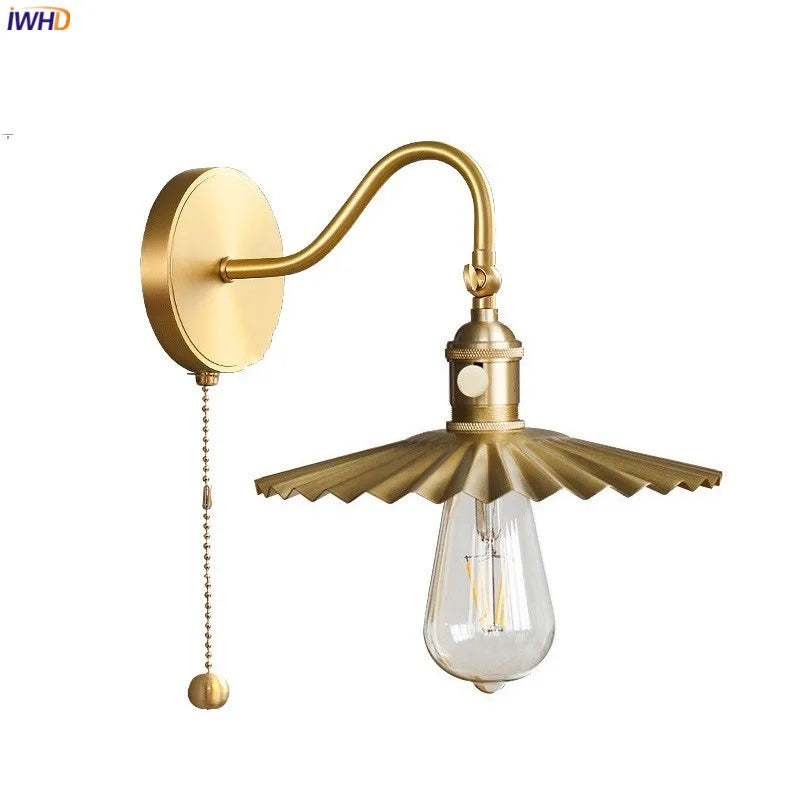 lampe murale industrielle or finition cuivre moderne interrupteur filaire 10 mètres carrés cuisine
