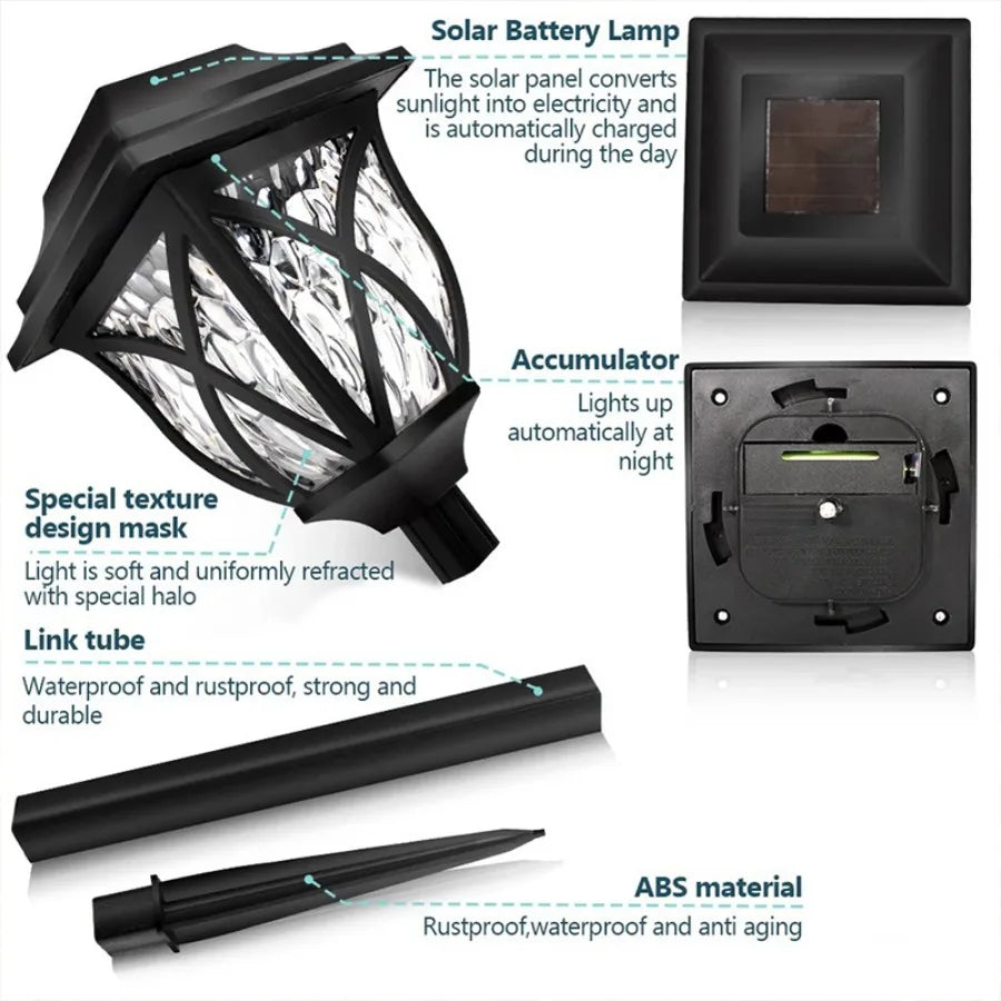 lumière solaire pelouse led moderne noire motifs géométriques extérieure étanche ip65 abspicket