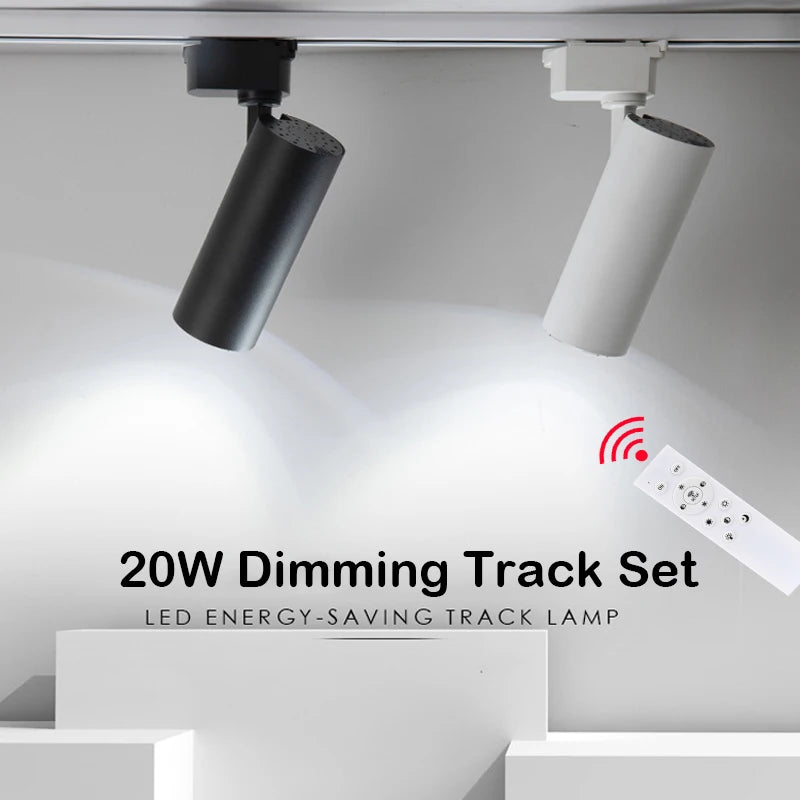 Spot LED moderne 20W dimmable noir blanc télécommande clips fixations chambre cuisine