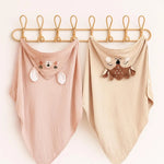 serviettes bain bébé rose poudré capuche oreilles lapin coton fibre bambou absorbant doux gaufrettes