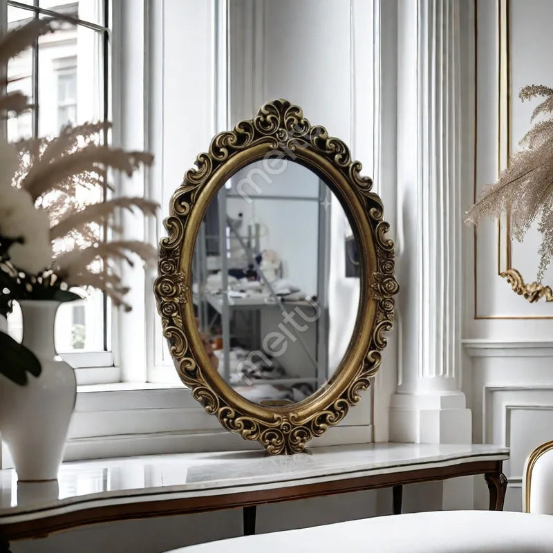 miroir mural ovale ornements floraux doré classique décoration chambre salon