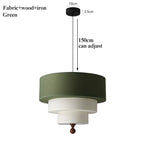 lampe suspendue moderne toile lin vert beige blanc salon chambre fixée chaîne adjustable 45