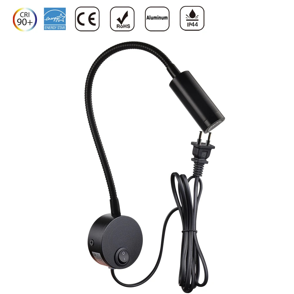 lampe murale led blanche moderne aluminium interrupteur cable chambre salon cuisine