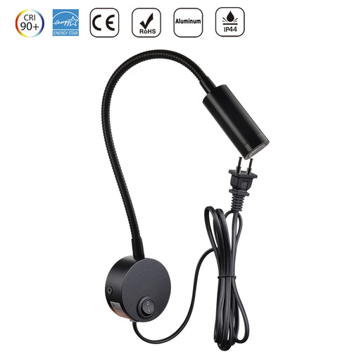 lampe murale led blanche moderne aluminium interrupteur cable chambre salon cuisine