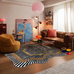 tapis moderne géométrique rayures cercles motifs floraux noir blanc bleu vert polyester salon chambreextérieur