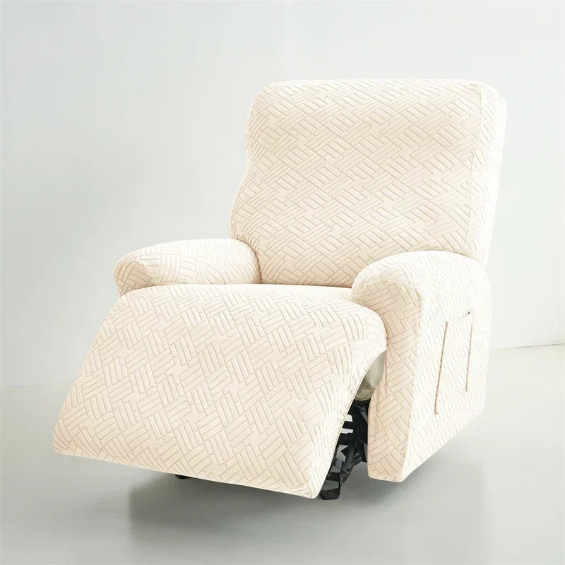 housse fauteuil inclinable beige gris rayures diagonales moderne poche lavable machine