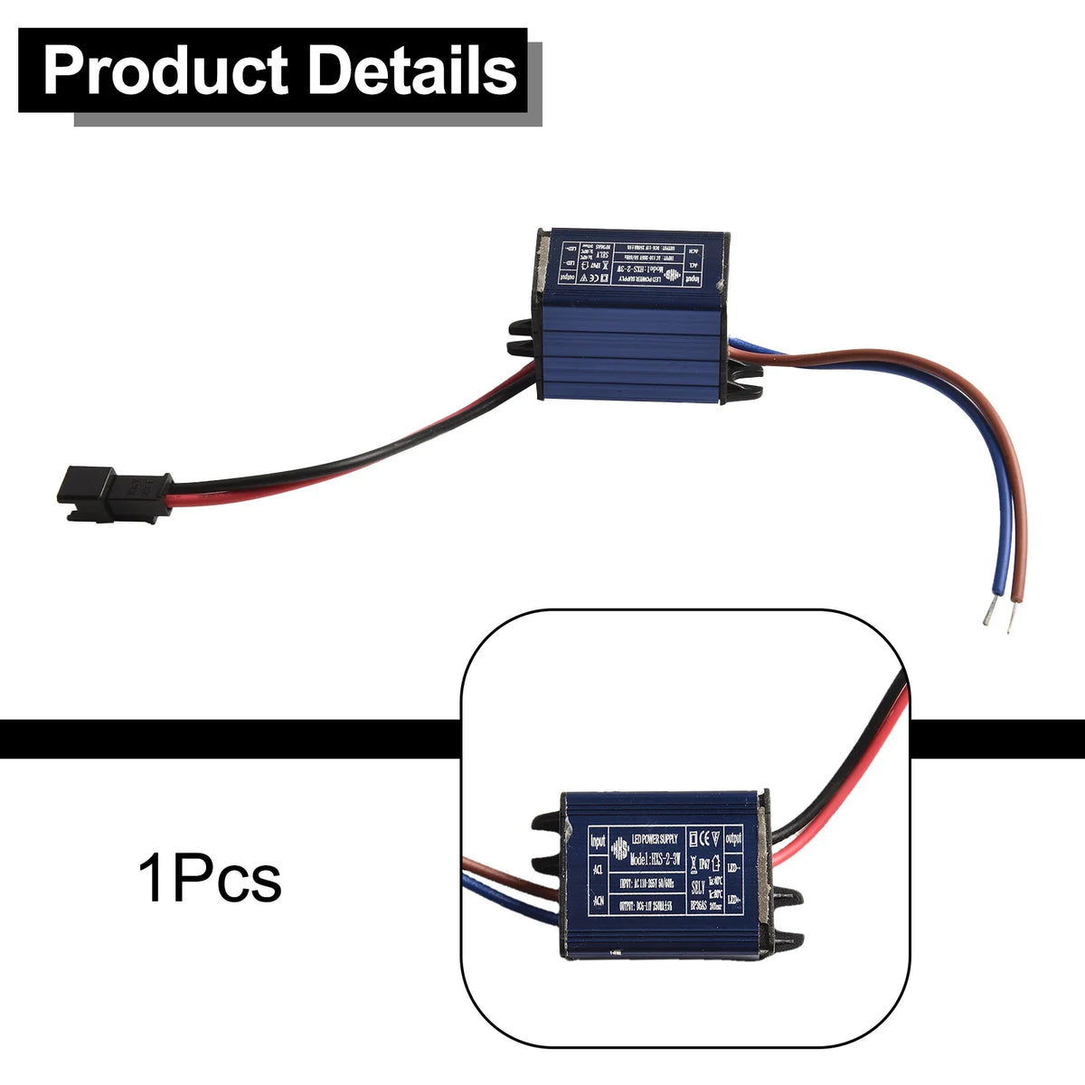 transformateur led bleu noir industriel ip65 étanche connecteurs électriques 3w 50w alimentation projecteur
