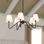 Suspension lumineuse moderne tissu noir blanc abat jour simple minimaliste