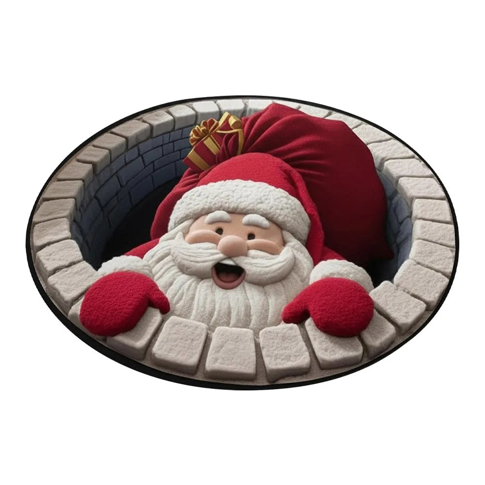 tapis sol rouge vert blanc noël rayures flocons guirlandes cadeaux 60cm antidérapant