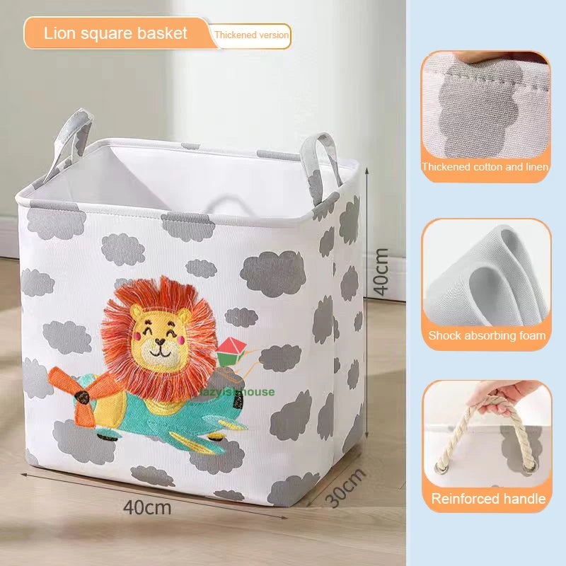 paniers rangement pliant tissu lin motif animaux moderne poignées corde rangement jouets chambre