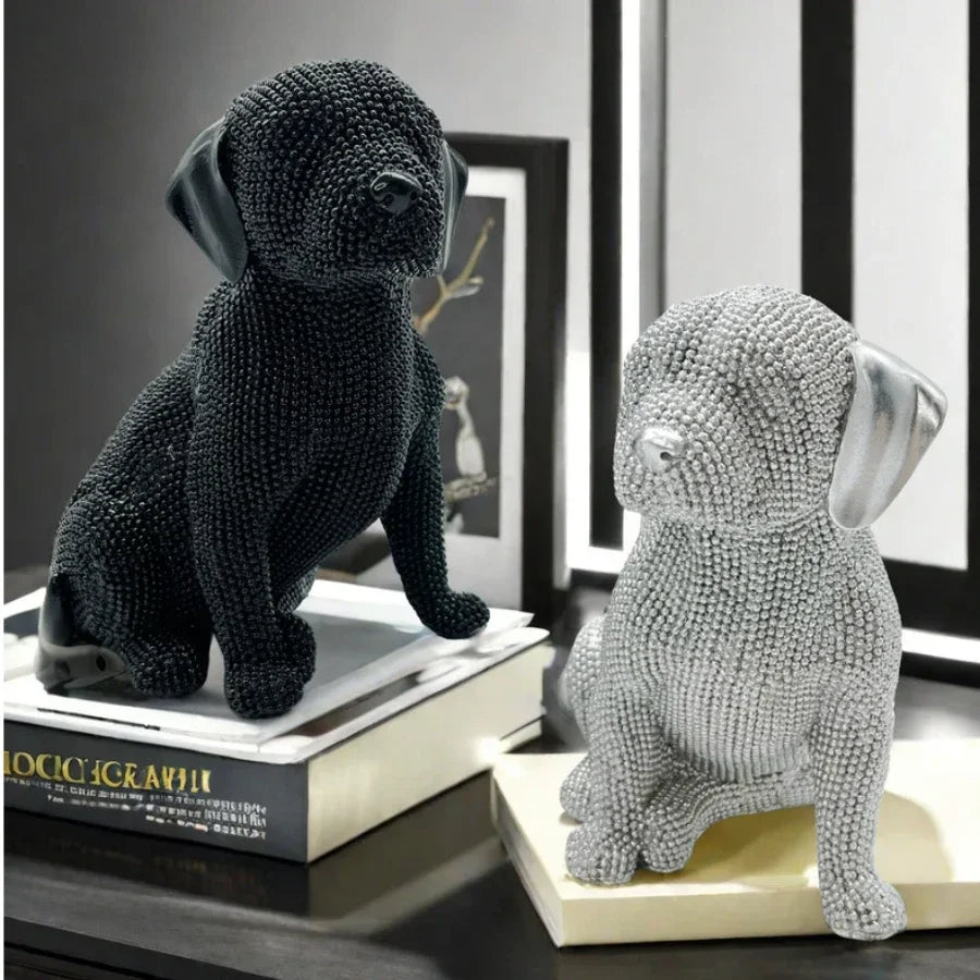 statues chiens or noir moderne décoration intérieure élégante collectible animaliaux