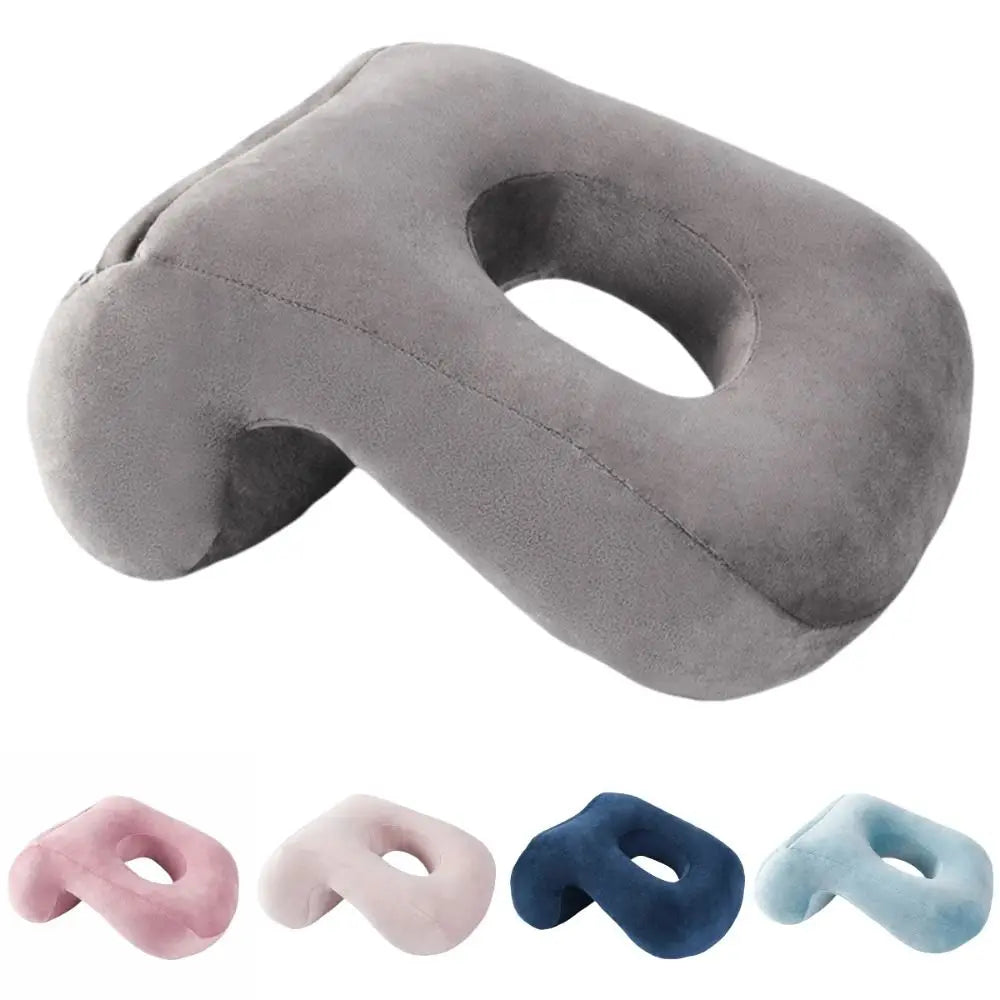 coussin voyage velours jaune bleu gris rose confortable poche mains mousse polyester ergonomique