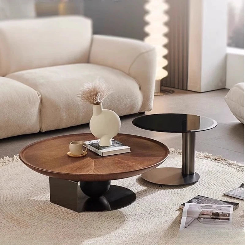 table basse moderne minimaliste bois foncé salon structure robuste pieds solides