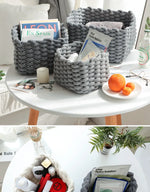 paniers rangement réutilisables tissage coton rotin tailles petites moyennes grandes scandinave minimaliste