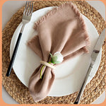 serviettes table réutilisables mélange coton lin violet gris blanc vert modernes élégantes franges adhésif