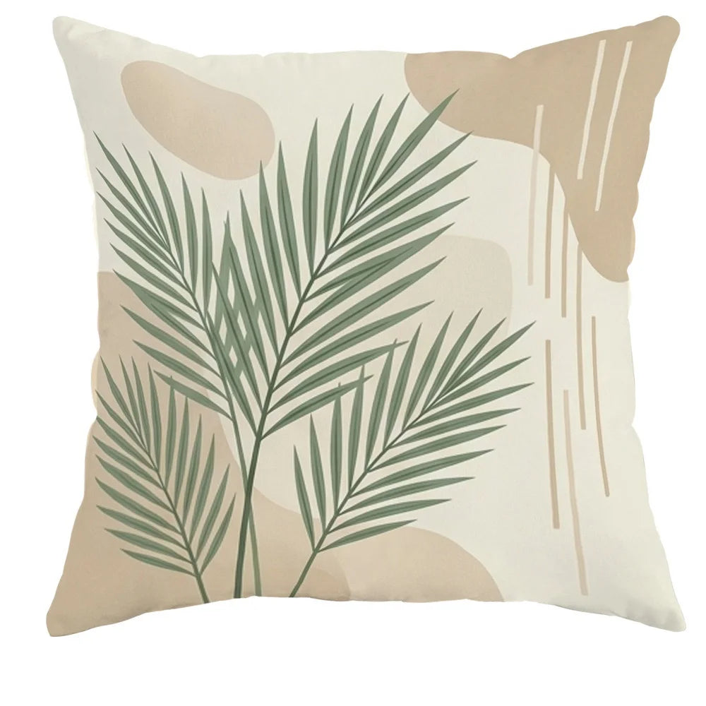 taies d'oreiller décoratives feuilles tropicales minimaliste moderne polyester beige vert 40x40cm 45x45cm 50x50cm 60x60cm