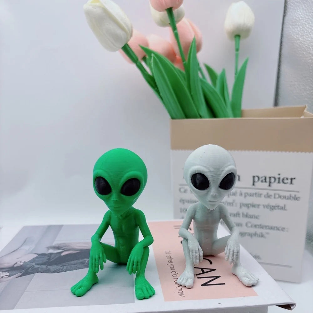 statuettes extraterrestres vertes gris modernes decoratives impression 3d magazines tulipes bougie boîte