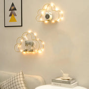 nuage métallique étagère murale or blanc noir leds décorative moderne minimaliste figurines animaux