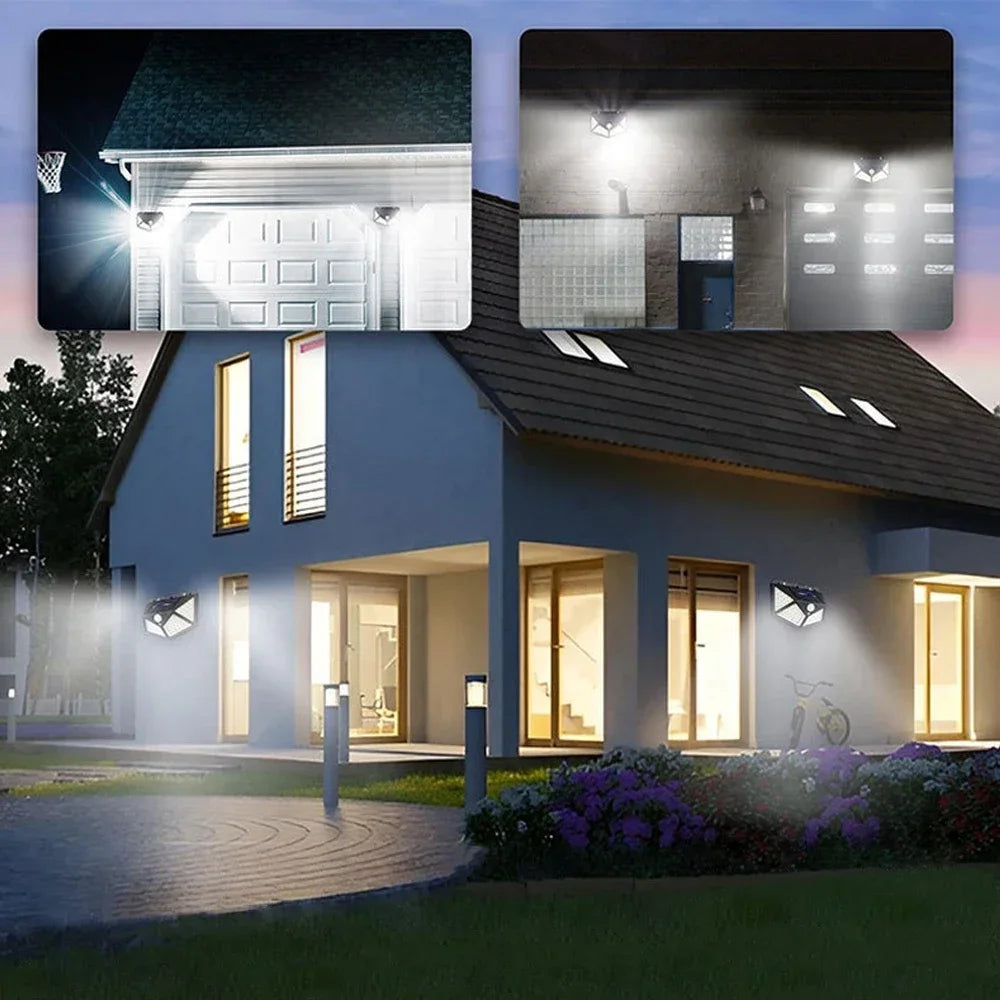lampe solaire murale détecteur mouvement 100 led noir plastique semi transparent moderne étanche ip65