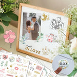 stickers mariage amour floral romantique vintage élégant or rose vert adhésifscriçãoption