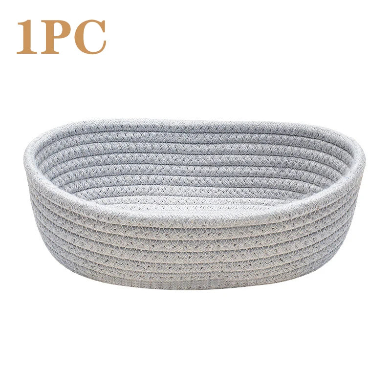 paniers rangement tissu tressé beige gris clair modernes rustiques réutilisables respectueux environnement stockage organisation