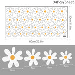 sticker mural fleur marguerite blanc jaune deco enfantine champetre pvc moderne decoration maison bricolage